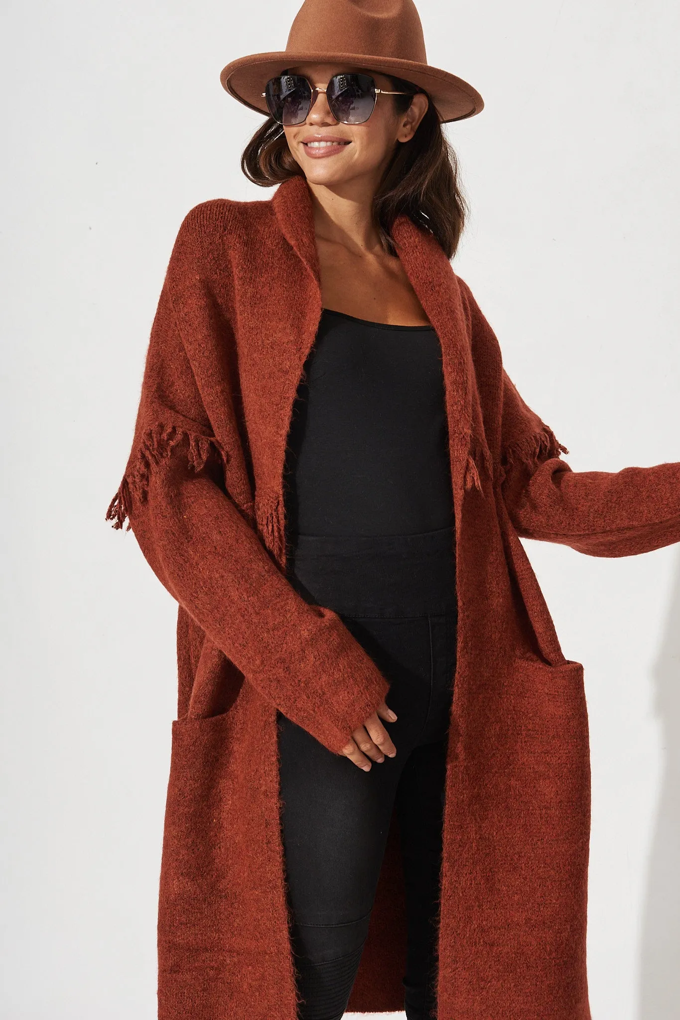 Alyse Knit Coatigan In Rust Marle sold by St Frock