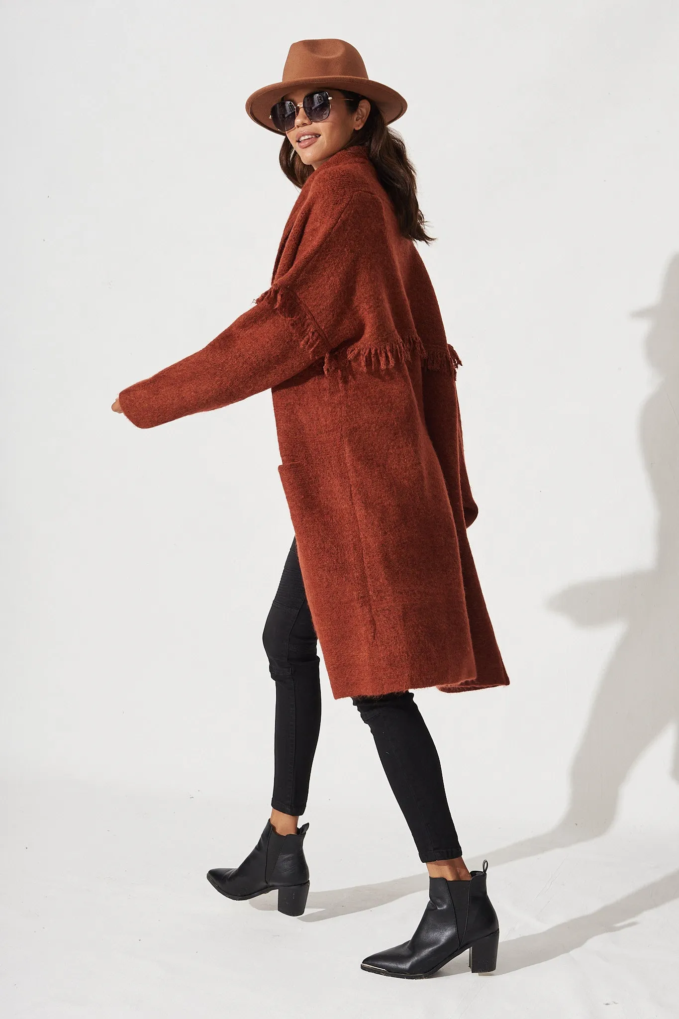 Alyse Knit Coatigan In Rust Marle sold by St Frock product image thumbnail 4