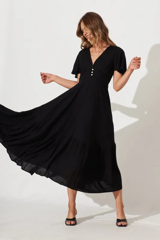 Nevada Maxi Dress In Black sold by St Frock