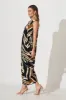 Goddess One Shoulder Maxi Dress In Black And Beige Print sold by St Frock
