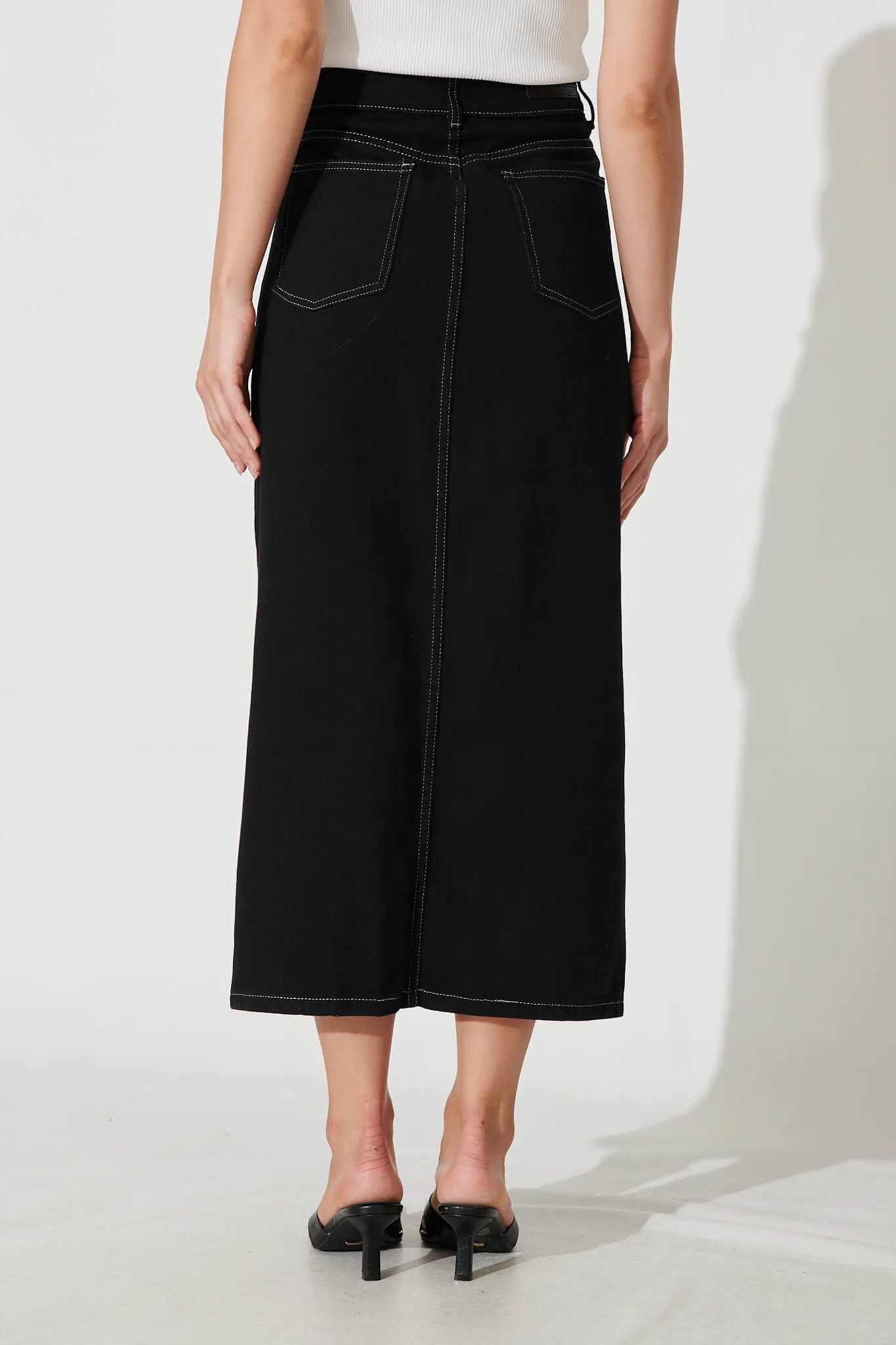 Lattice Maxi Denim Skirt In Black sold by St Frock product image thumbnail 4