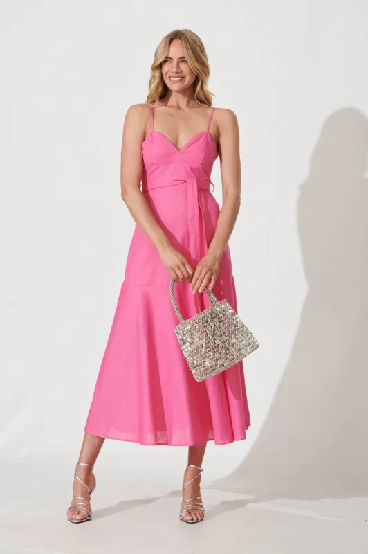 Beachside Maxi Sundress In Pink Cotton Linen sold by St Frock