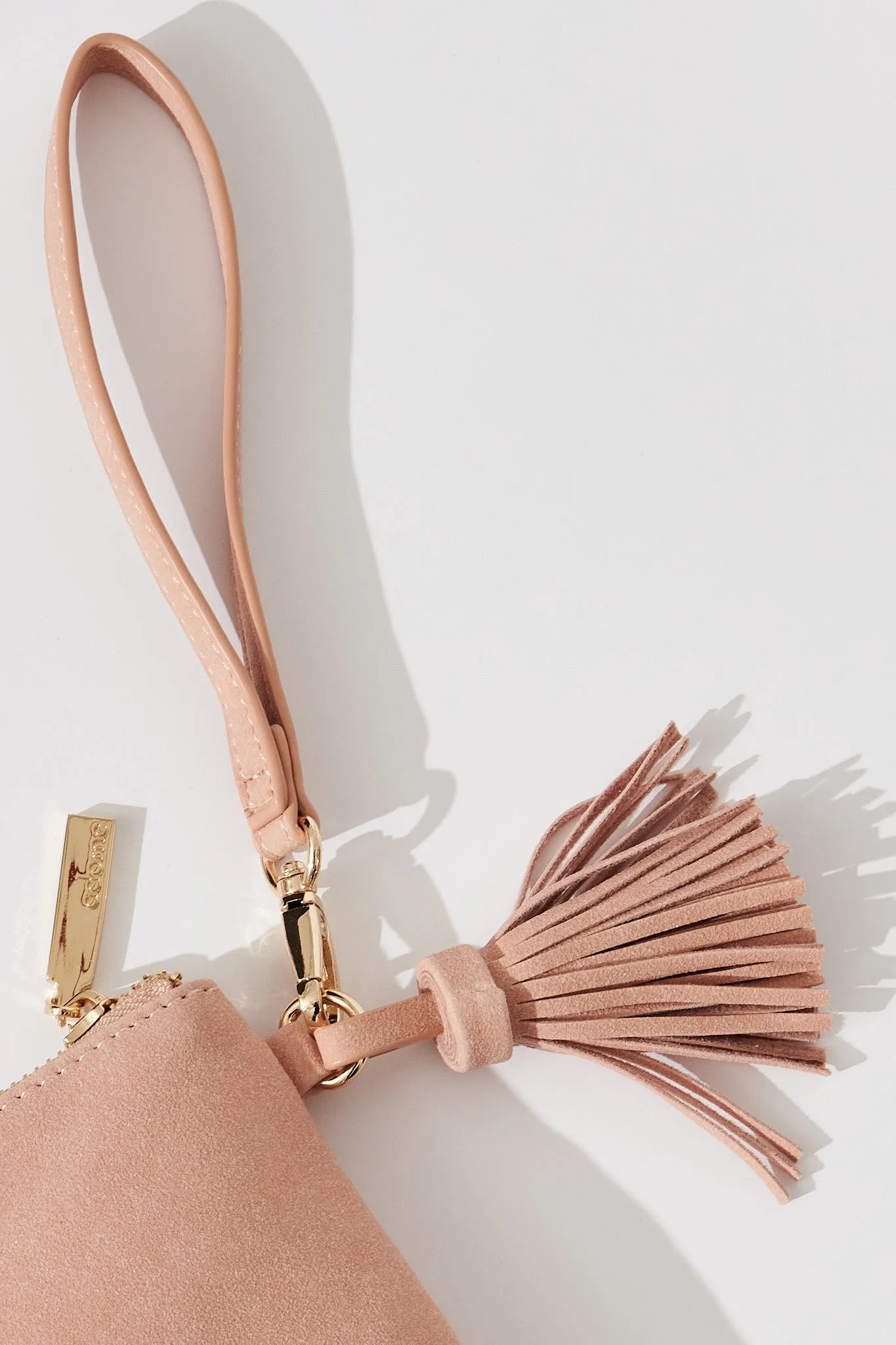 august + delilah Mauvery Clutch in Beige Suedette sold by St Frock product image thumbnail 4