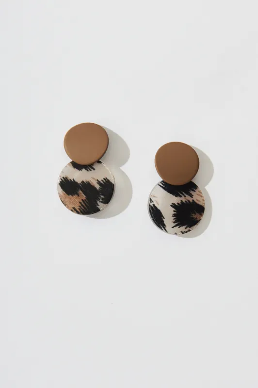 August + Delilah Gloria Earrings In Leopard With Brown sold by St Frock