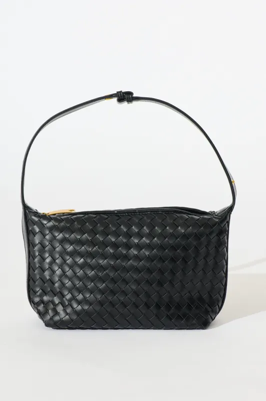 Jennifer Shoulder Bag In Black Woven sold by St Frock