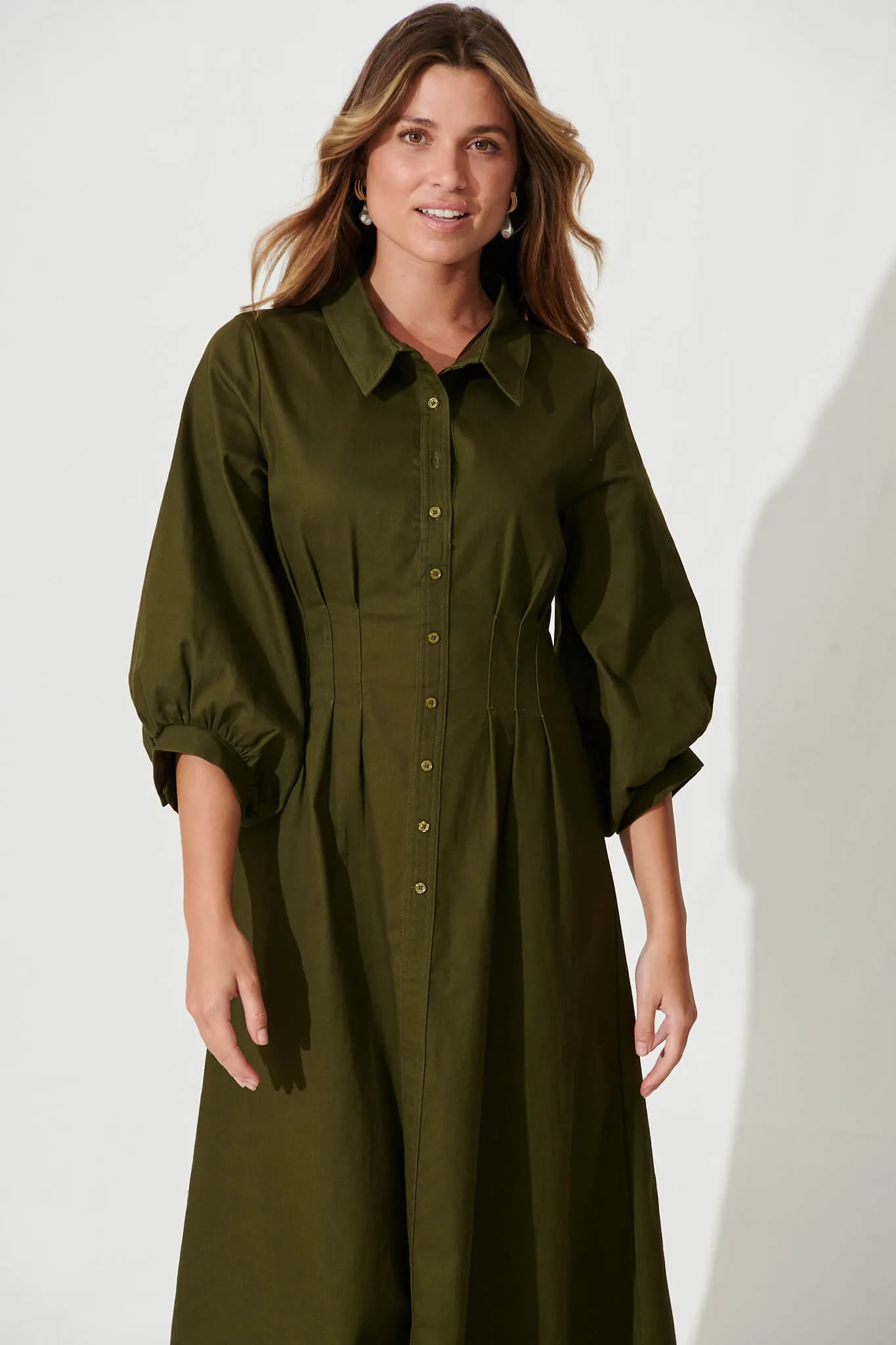 Sundown Midi Dress In Forest Green Cotton sold by St Frock product image thumbnail 2