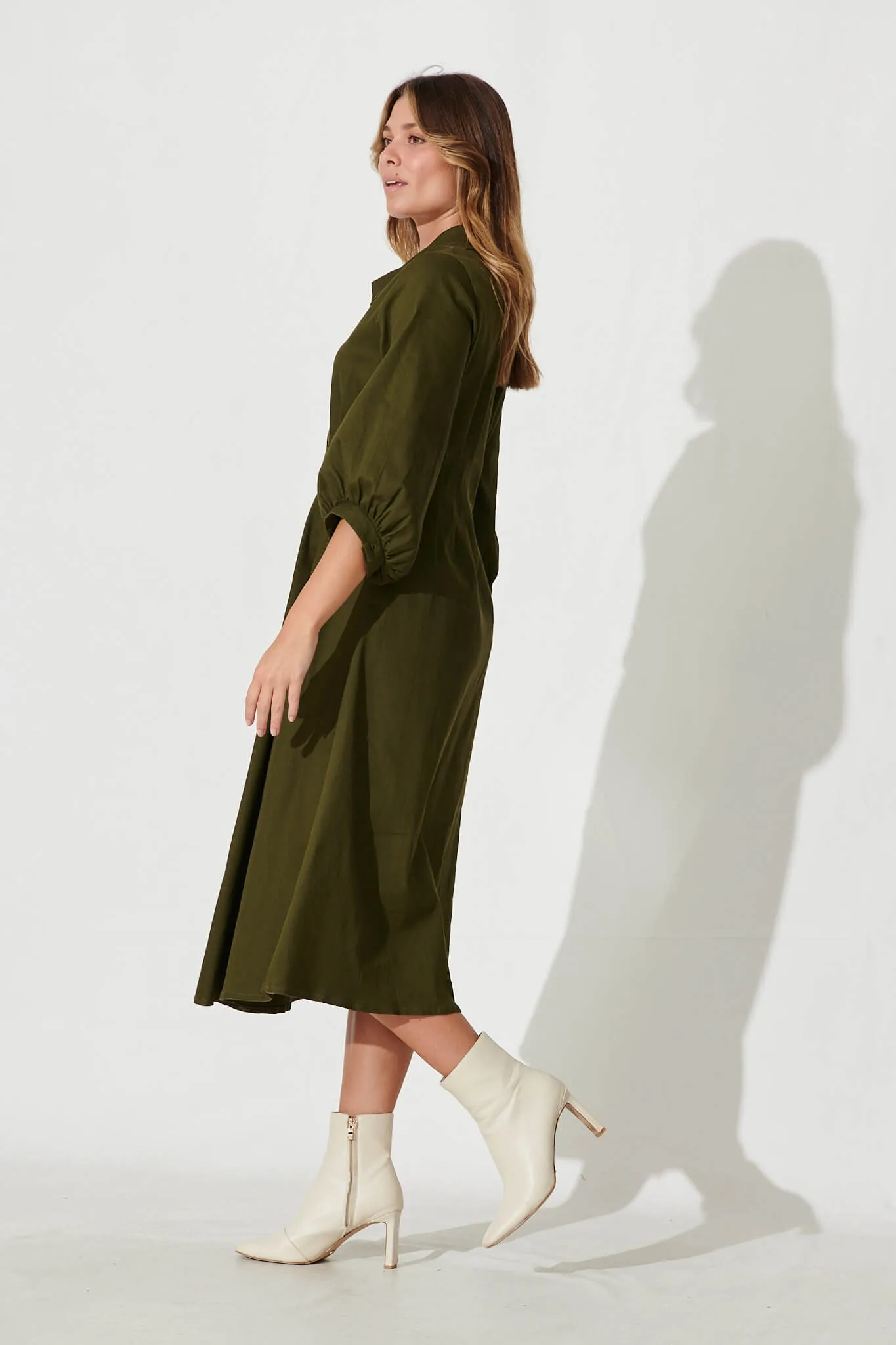 Sundown Midi Dress In Forest Green Cotton sold by St Frock product image thumbnail 3