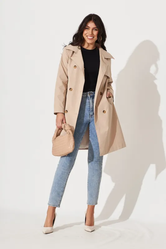 Tanya Trench Coat In Beige sold by St Frock