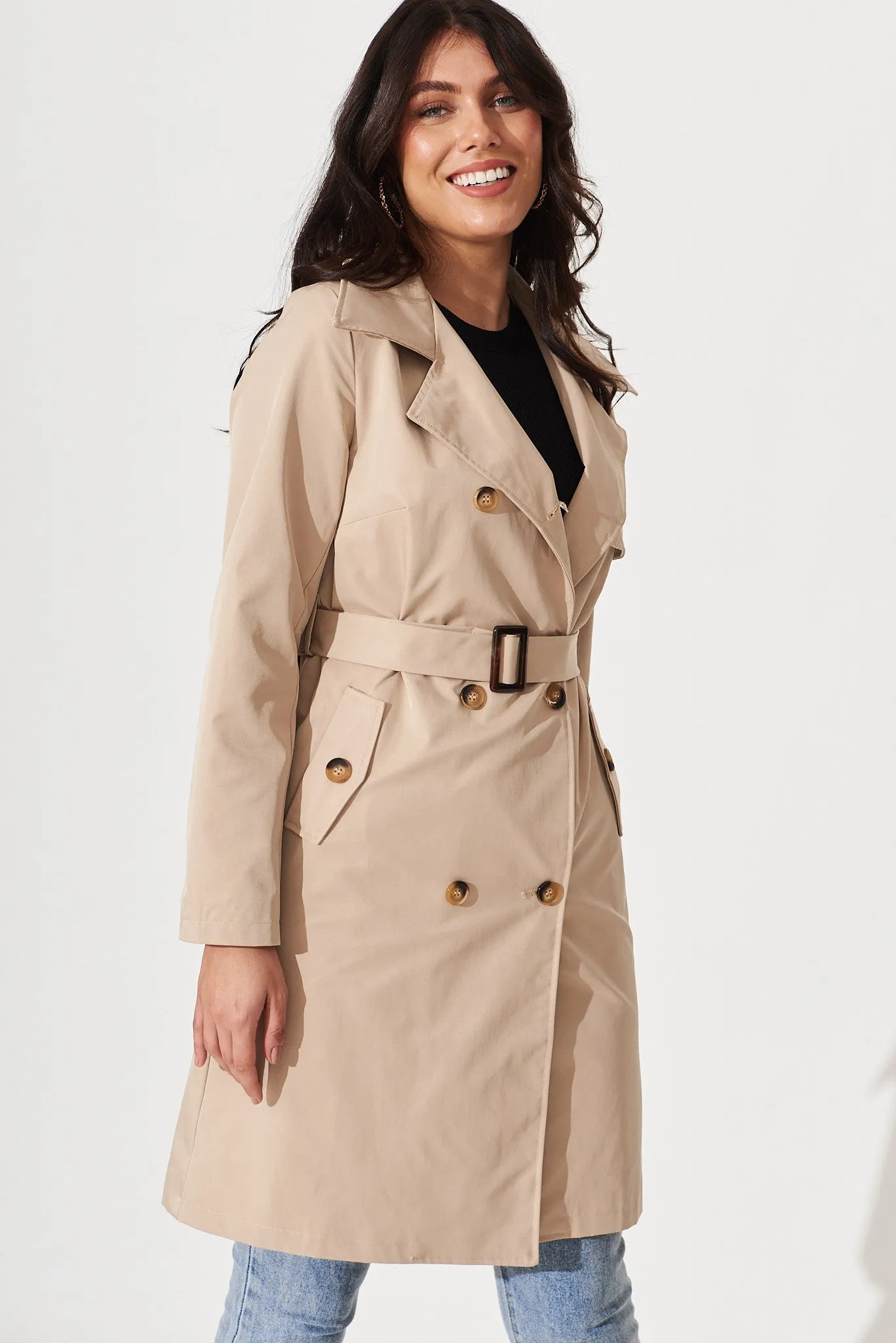 Tanya Trench Coat In Beige sold by St Frock product image thumbnail 3