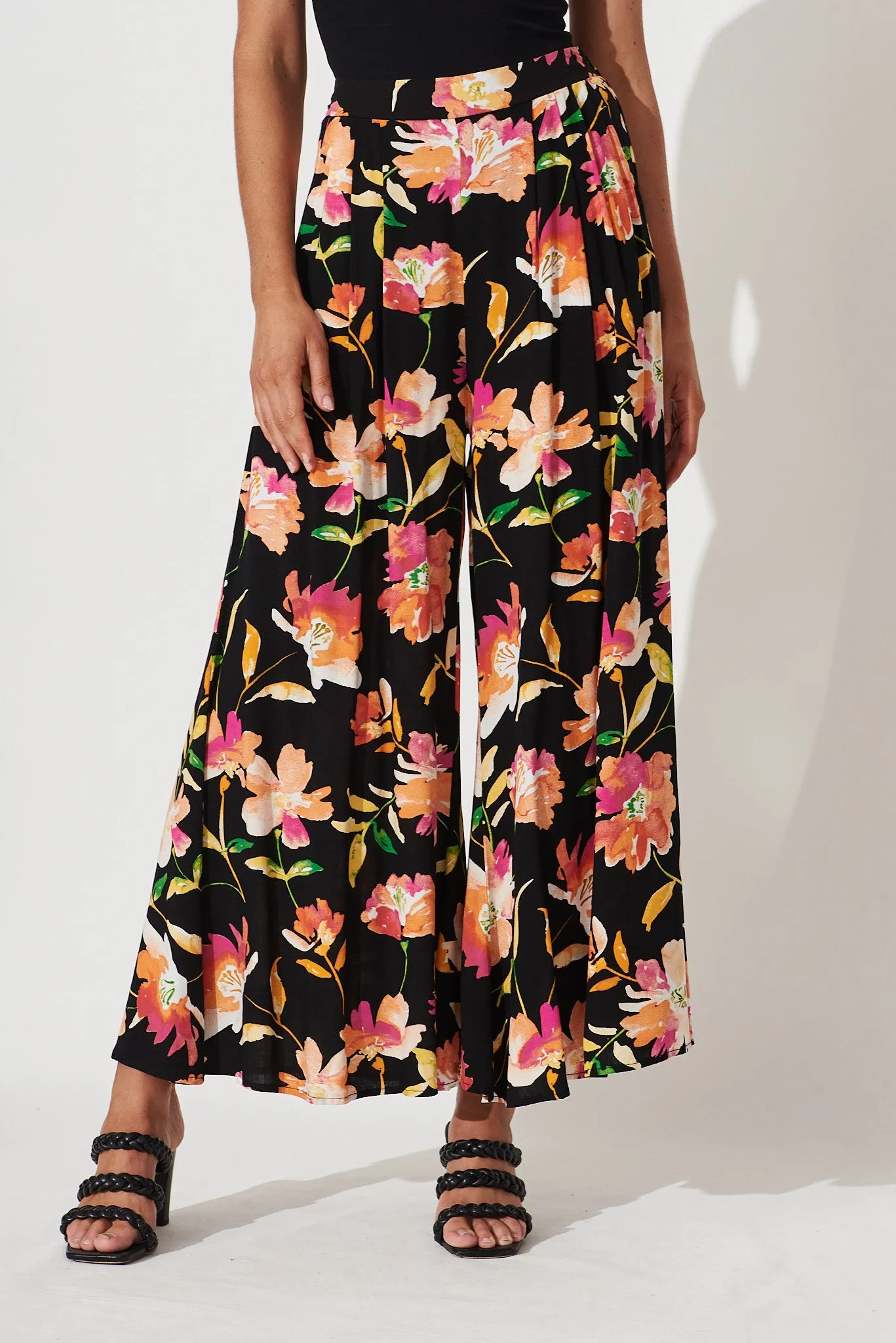Ellia Pants In Black With Apricot Floral sold by St Frock product image thumbnail 3