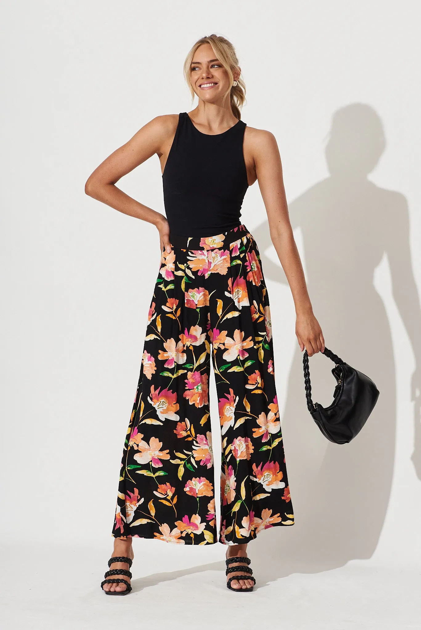 Ellia Pants In Black With Apricot Floral sold by St Frock product image thumbnail 2