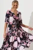 Emilia Maxi Dress In Navy With Pink And Lilac Floral sold by St Frock