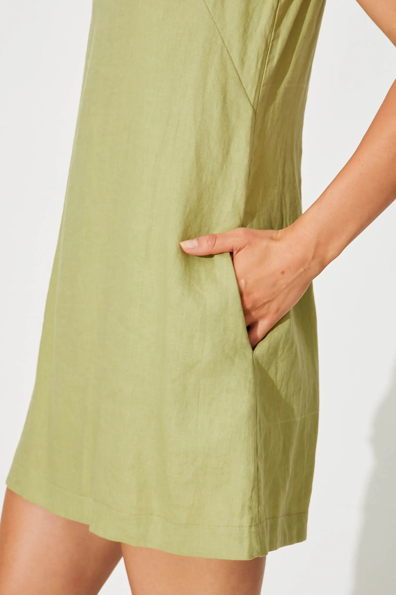 Duet Dress In Olive Pure Linen sold by St Frock product image thumbnail 5