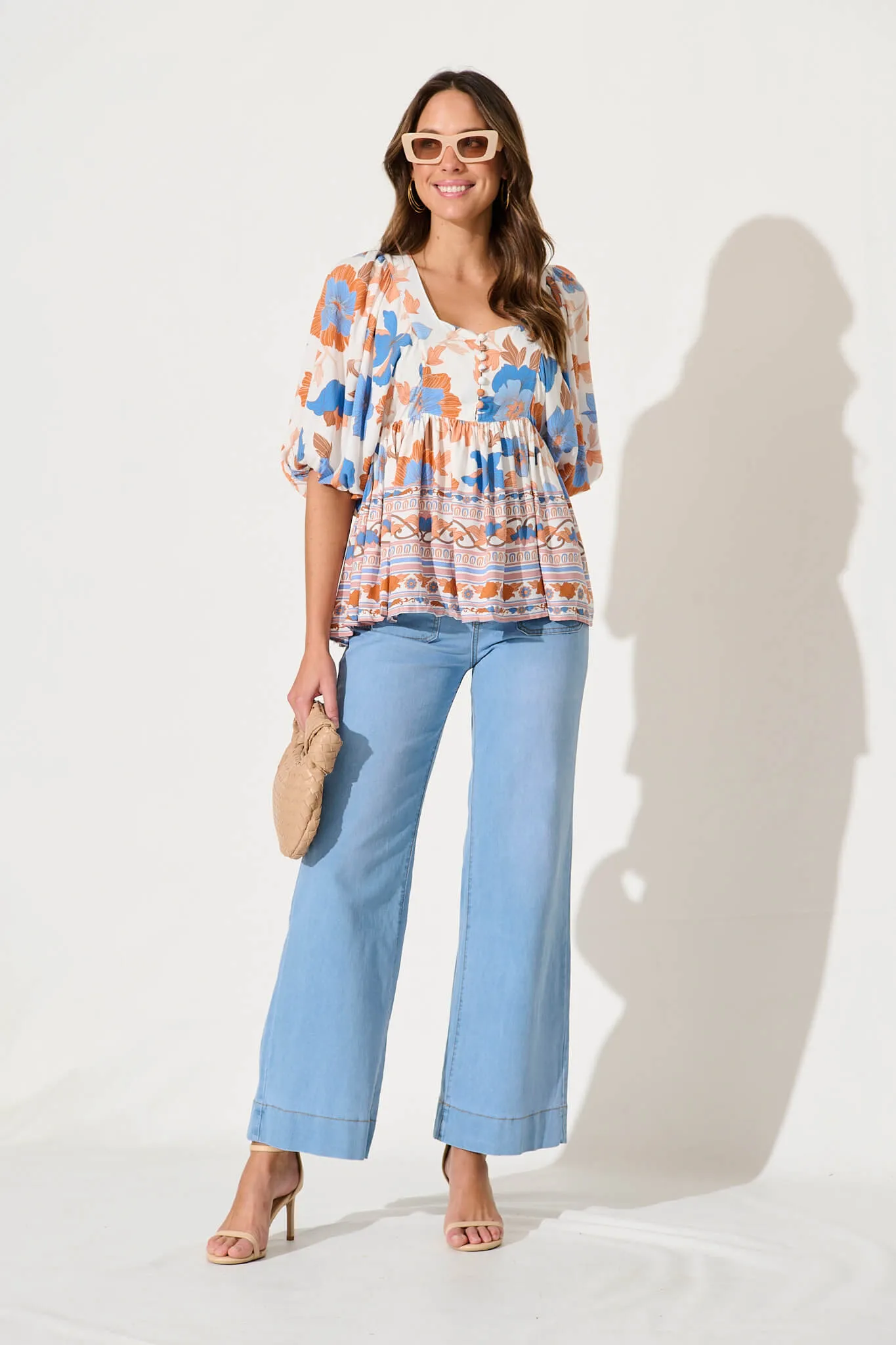 Juan High Rise Wide Leg Jean In Light Blue Denim sold by St Frock product image thumbnail 4