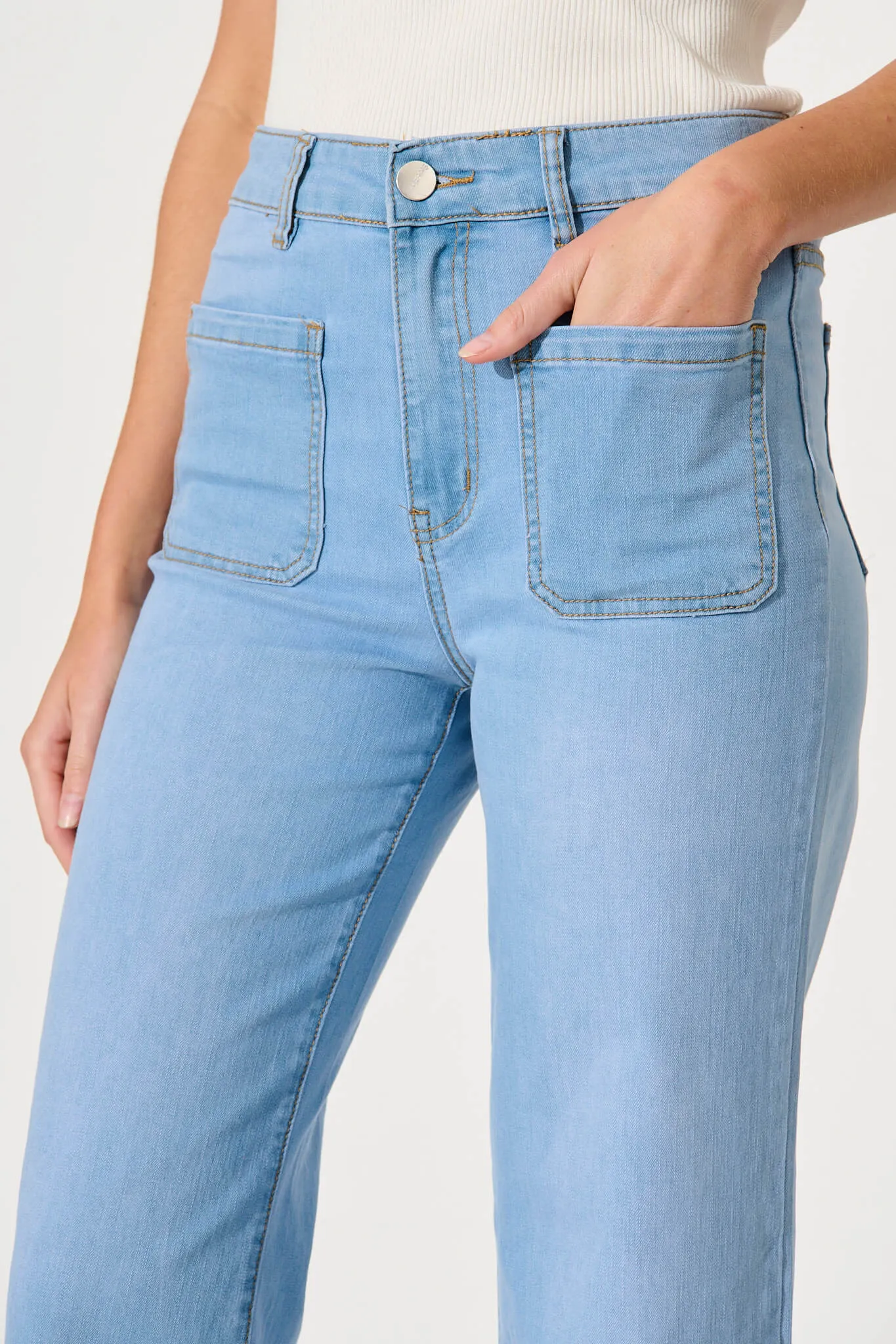 Juan High Rise Wide Leg Jean In Light Blue Denim sold by St Frock product image thumbnail 5