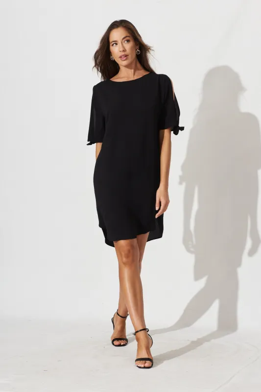 Fiona Shift Dress In Black Crepe sold by St Frock