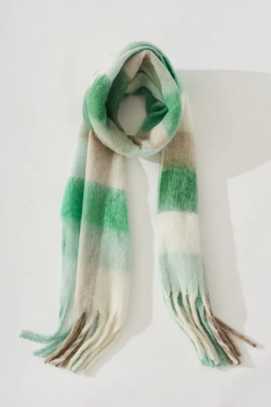 August + Delilah Brooklyn Knit Scarf In Multi Green Check sold by St Frock