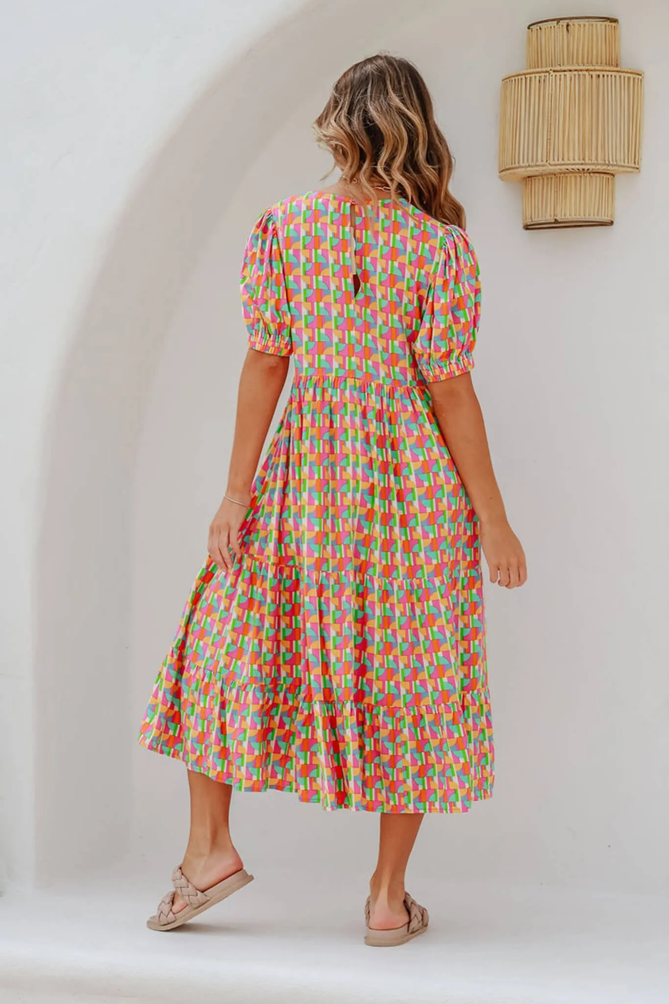 Radiate Midi Dress In Multi Geometric Print sold by St Frock product image thumbnail 4