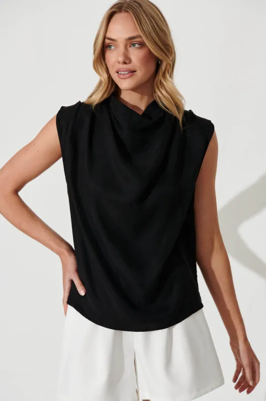 Velvetine Top In Black Cupro sold by St Frock