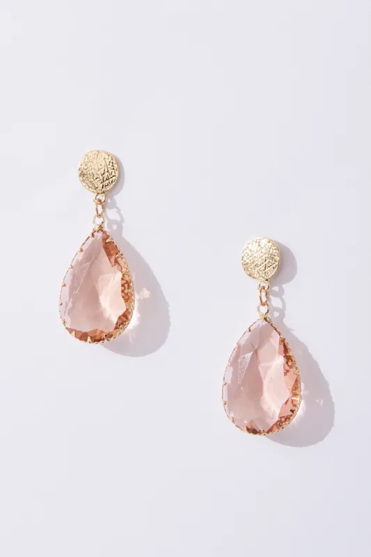 Harriet Drop Earrings In Gold With Rust Stone sold by St Frock