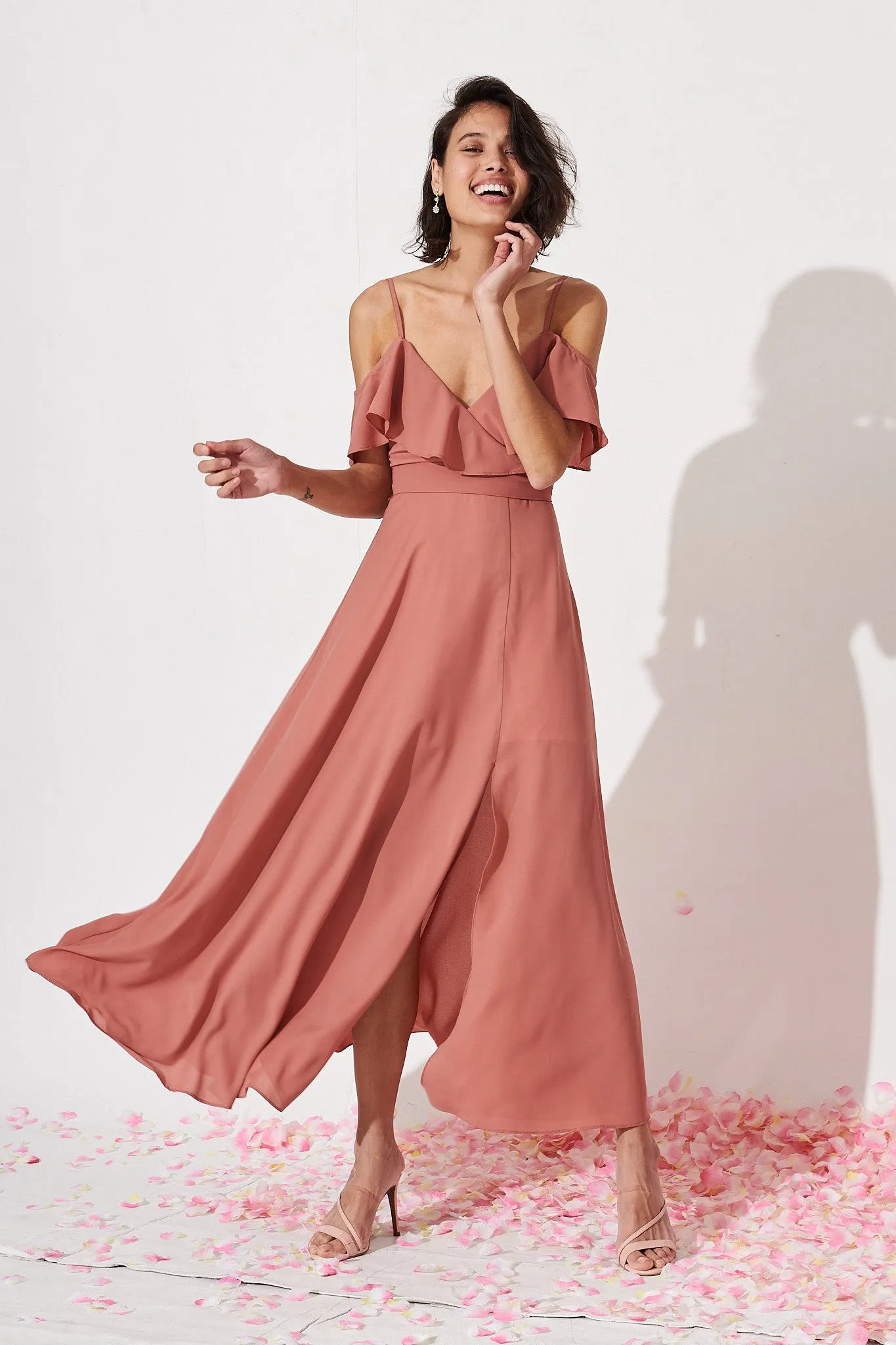 Marit Maxi Dress in Dusty Rose sold by St Frock