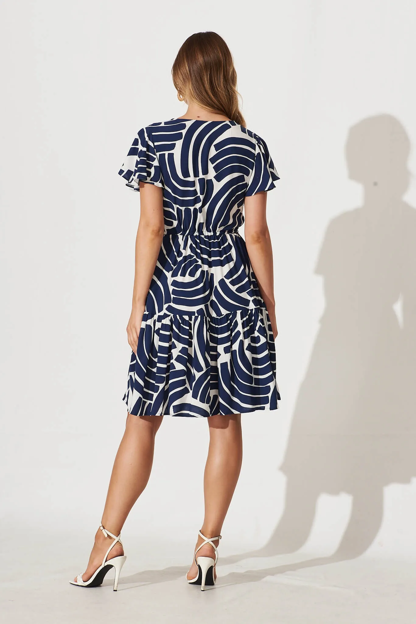 Tuesday Dress In Navy With White Print sold by St Frock product image thumbnail 4