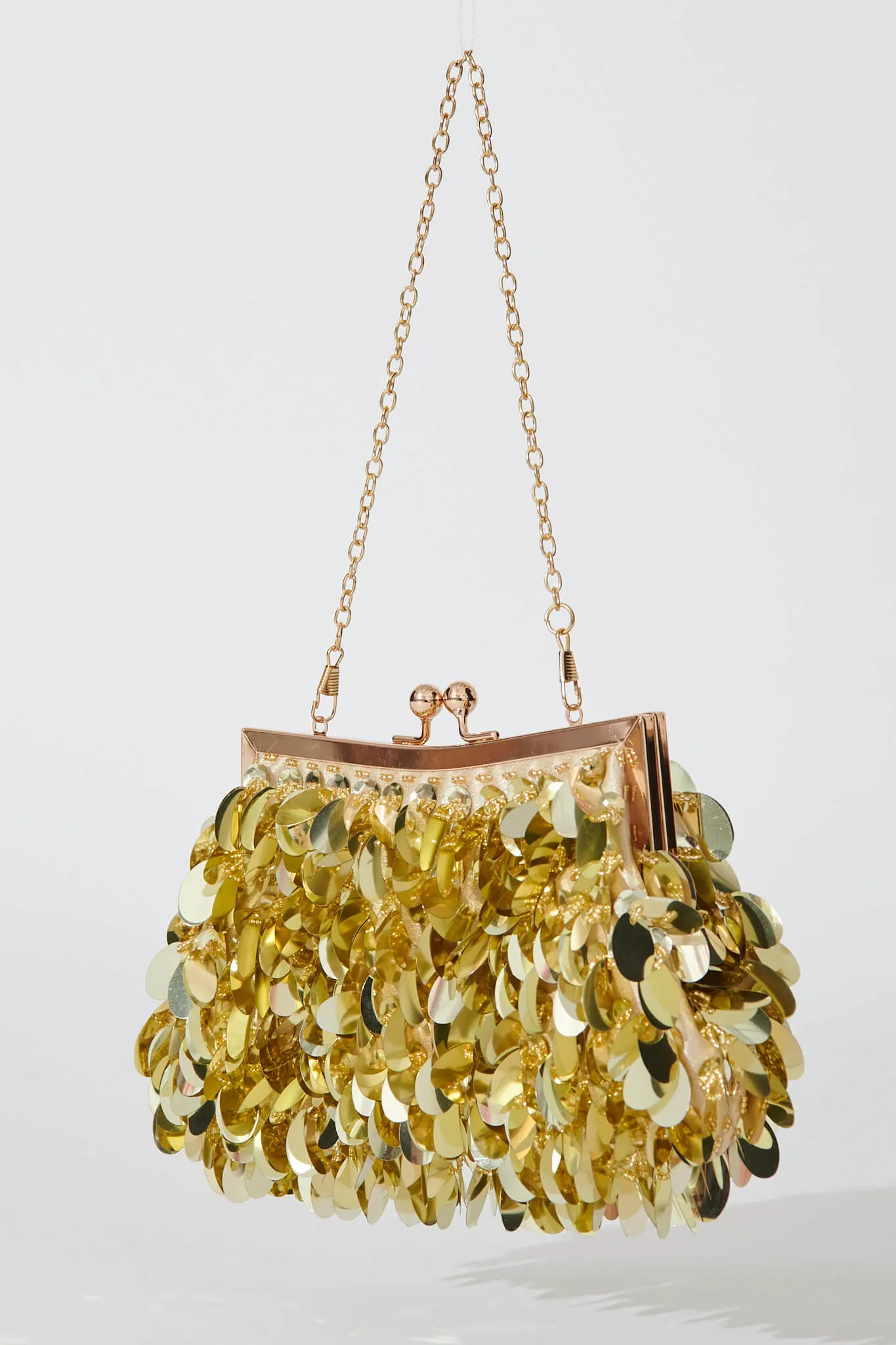 Leah Clutch Bag In Gold Sequin sold by St Frock product image thumbnail 5