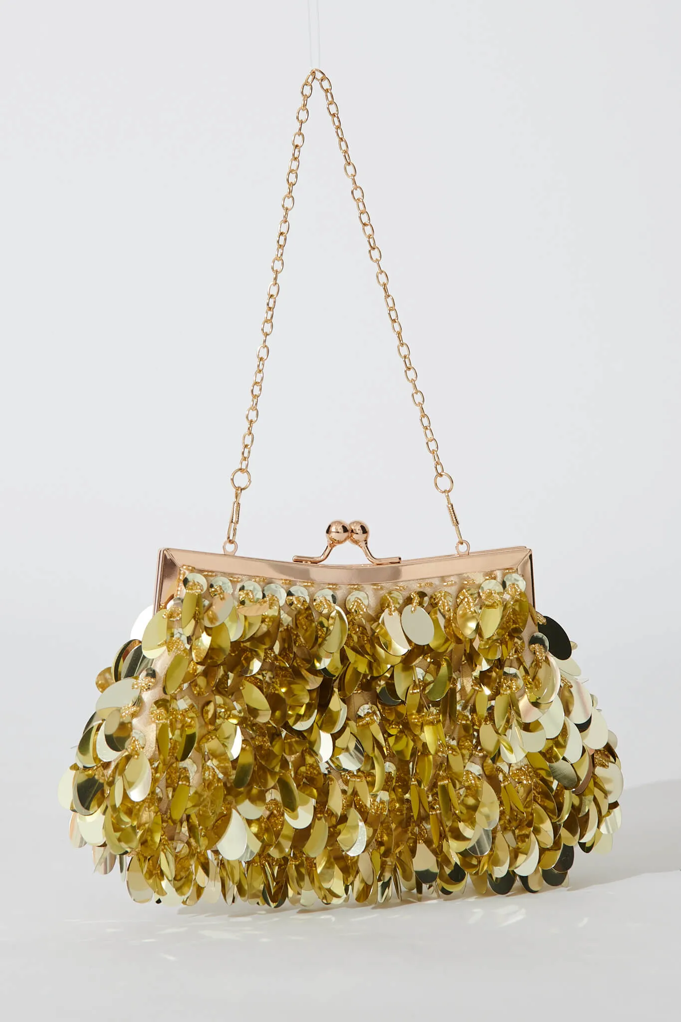 Leah Clutch Bag In Gold Sequin sold by St Frock product image thumbnail 2
