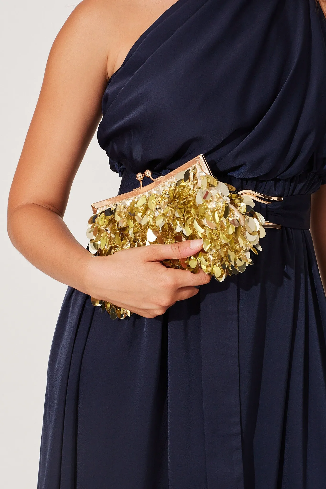 Leah Clutch Bag In Gold Sequin sold by St Frock product image thumbnail 3