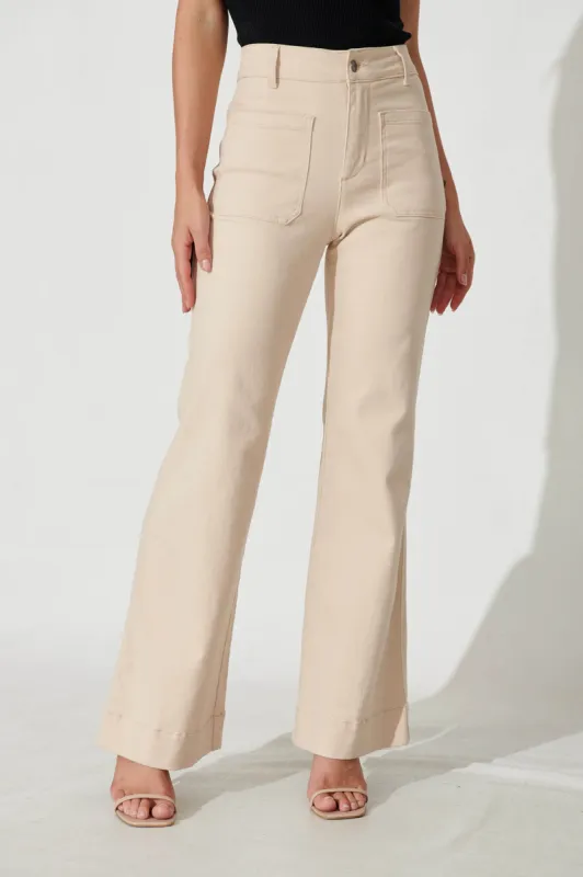 Nita High Rise Wide Leg Jean In Beige Denim sold by St Frock