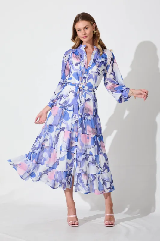 Angel Of Mine Maxi Dress In Multi Blue Floral sold by St Frock