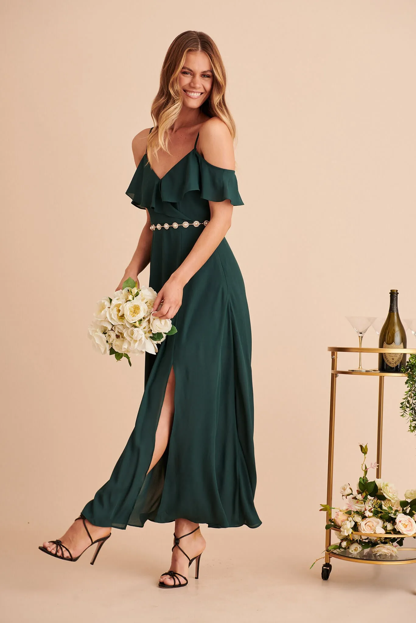 Marit Maxi Dress In Emerald Green sold by St Frock product image thumbnail 4
