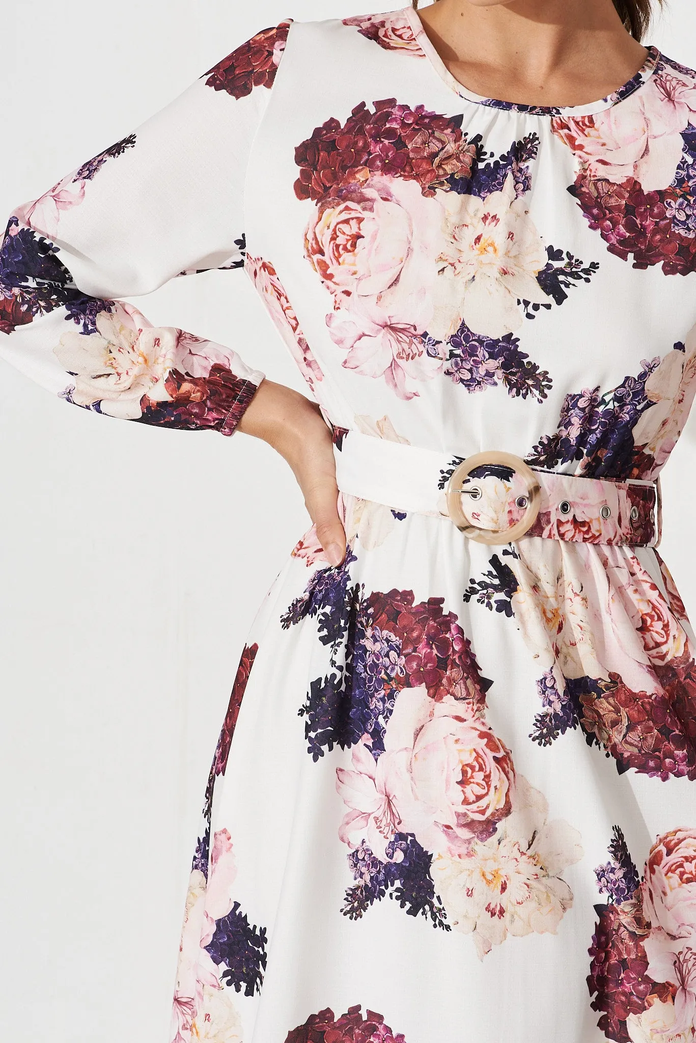 Rana Maxi Dress In White With Purple Floral sold by St Frock product image thumbnail 5