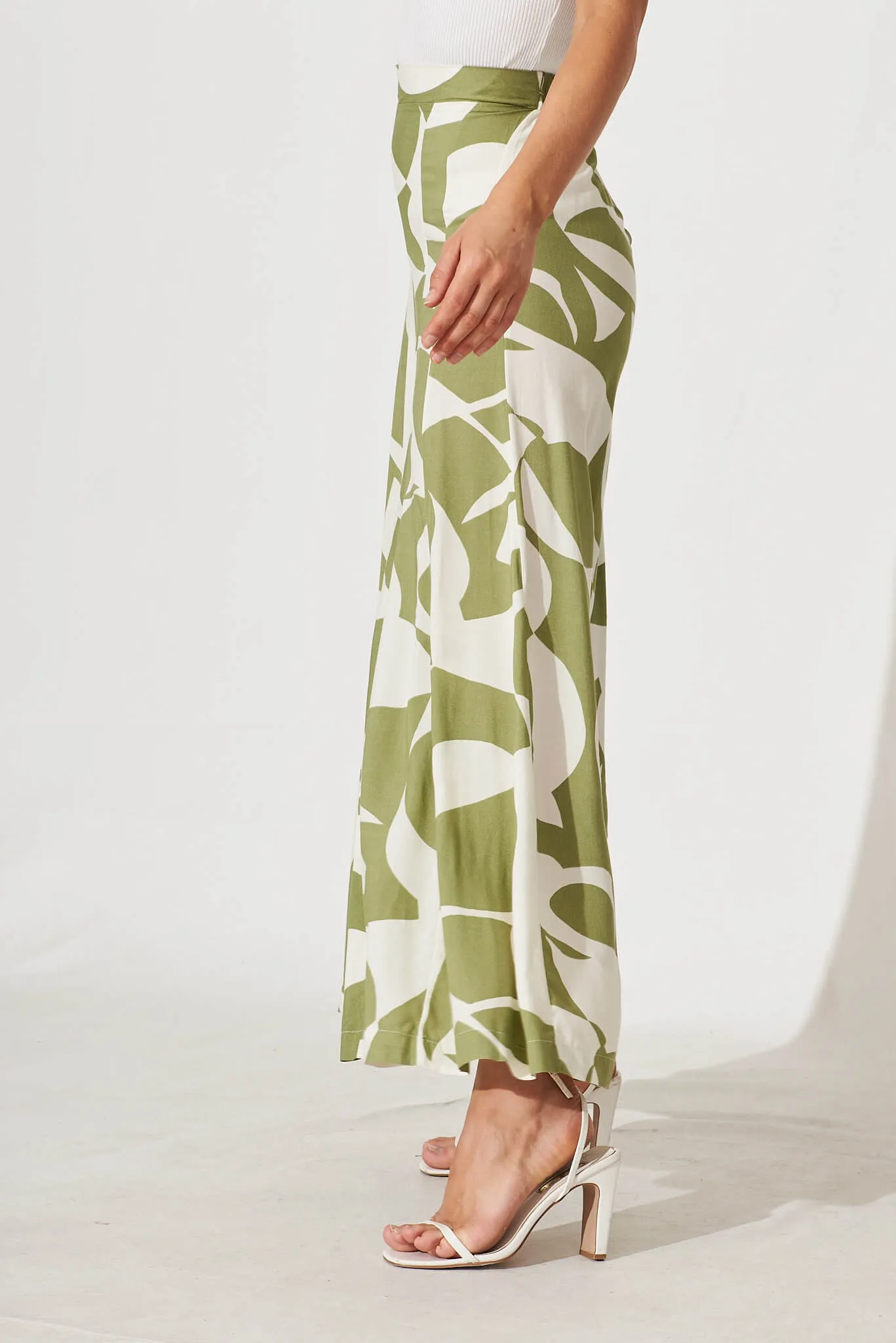 Effenty Pants In Olive And Cream Geometric Print sold by St Frock product image thumbnail 2