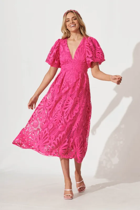Millie Lace Maxi Dress In Raspberry sold by St Frock