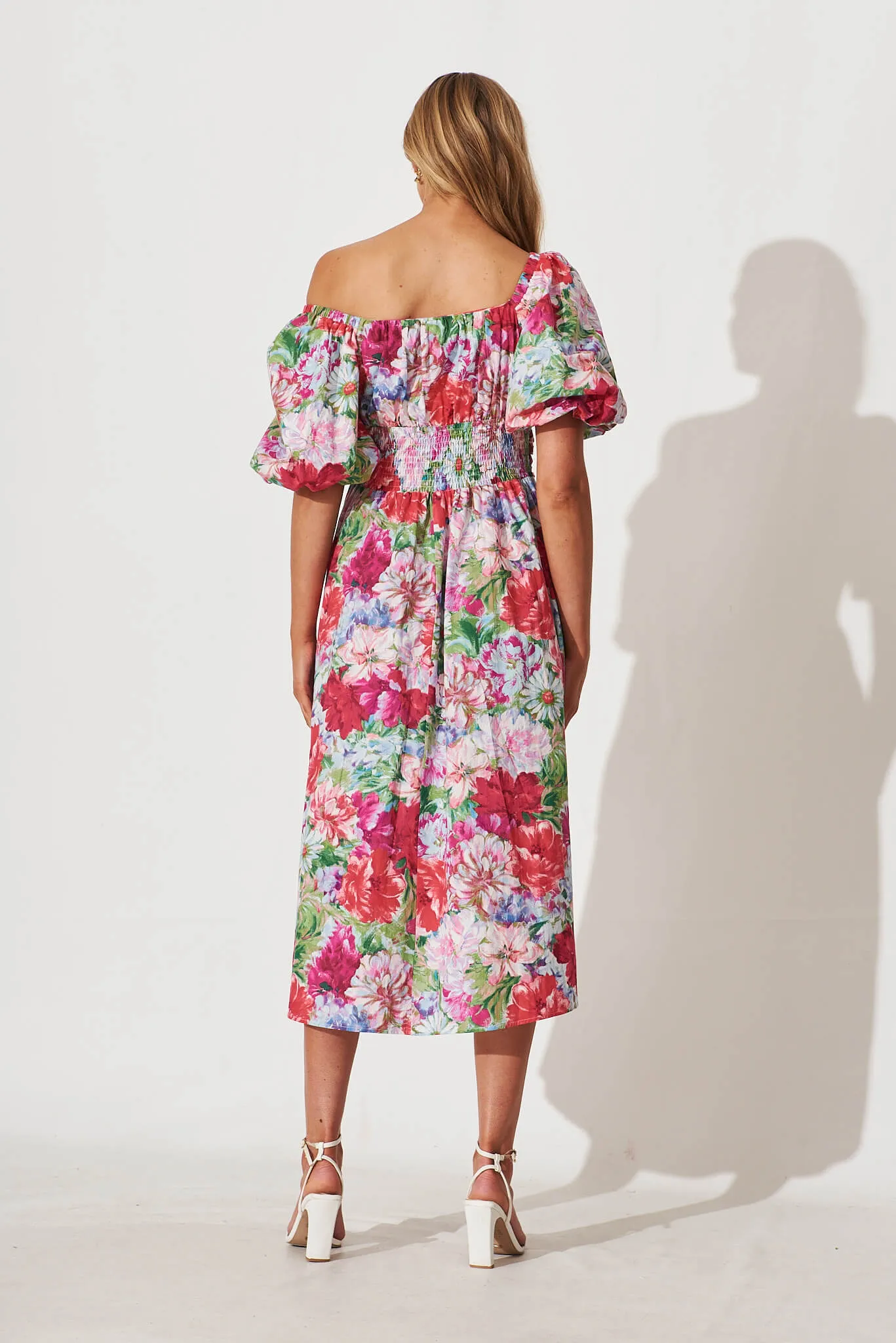 Jamilia Midi Dress In Magenta Multi Floral Cotton sold by St Frock product image thumbnail 5