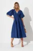 Amalie Midi Dress In Cobalt Blue Cotton sold by St Frock