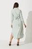 Harley Midi Dress In White With Green Stripe sold by St Frock
