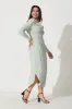 Harley Midi Dress In White With Green Stripe sold by St Frock