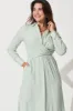 Harley Midi Dress In White With Green Stripe sold by St Frock
