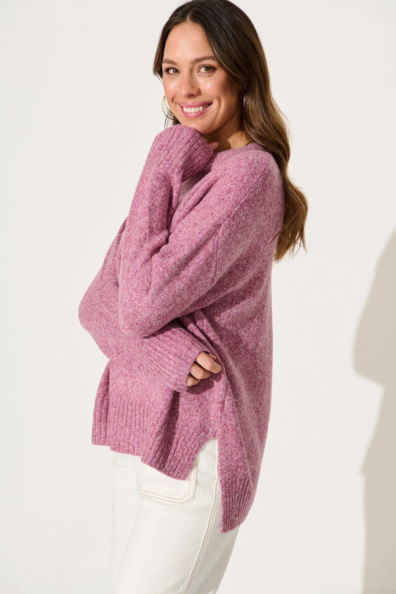 Ossa Knit In Purple Marle Wool Blend sold by St Frock