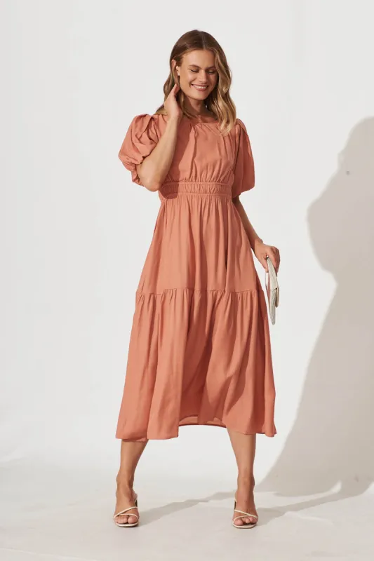 Stargazer Midi Dress In Peach sold by St Frock