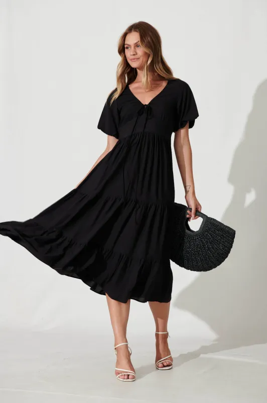 Julia Midi Dress In Black sold by St Frock
