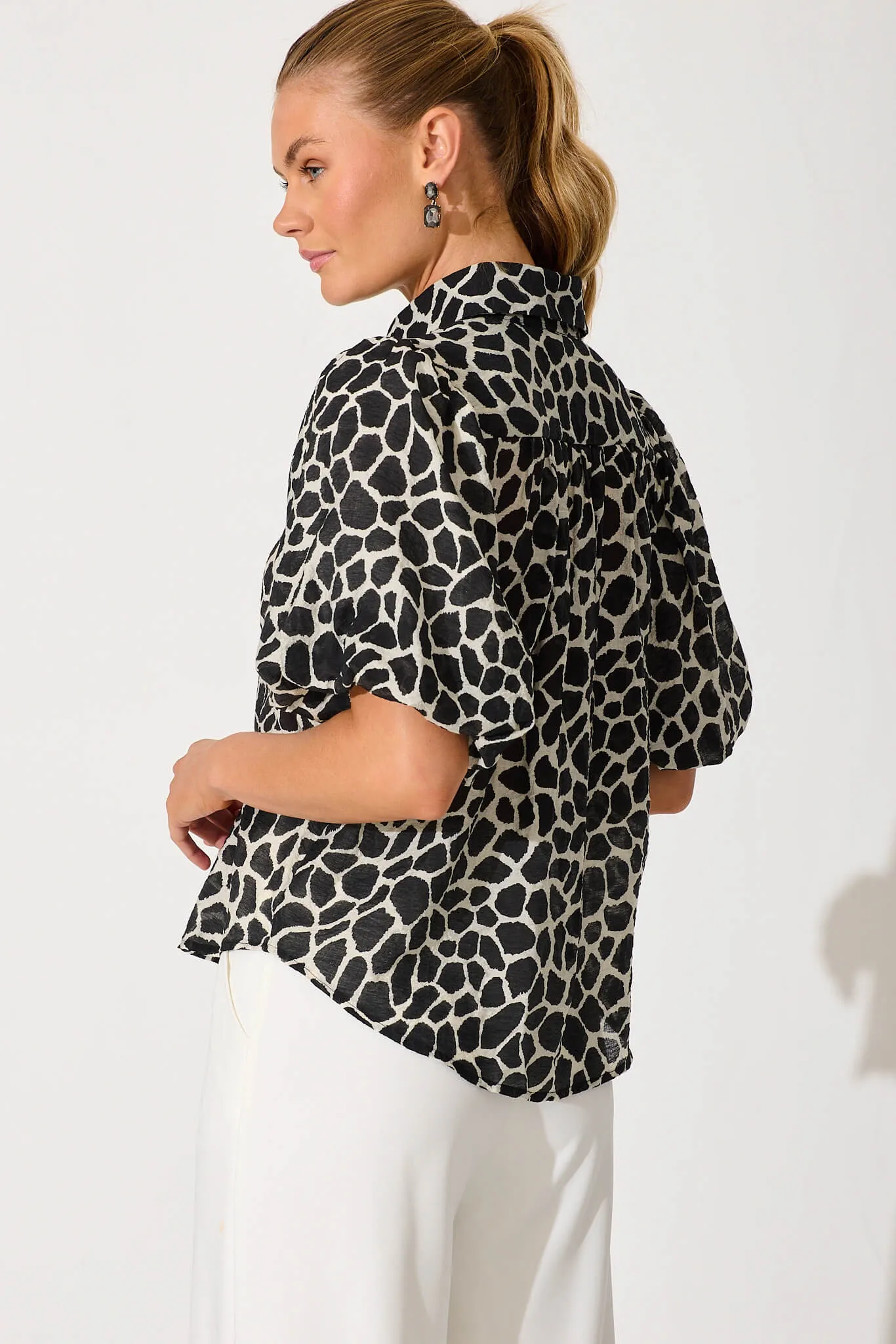 Aeryn Shirt In Black And White Print sold by St Frock product image thumbnail 3