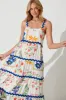 Chantal Maxi Dress In White Floral And Cobalt Ric Rac Trim sold by St Frock