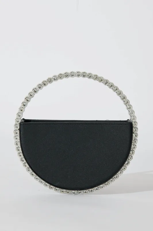 Treasure Round Clutch Bag In Black Diamante sold by St Frock