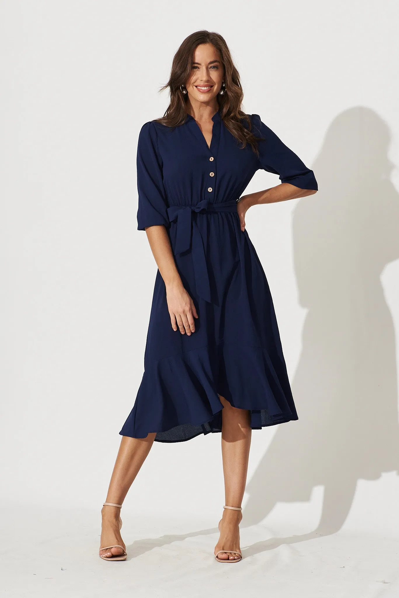 PRE ORDER Jemimah Midi Dress In Navy sold by St Frock