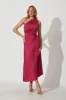 Toulon One Shoulder Maxi Dress In Magenta sold by St Frock