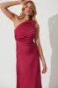 Toulon One Shoulder Maxi Dress In Magenta sold by St Frock