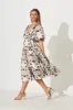 Amalie Midi Dress In Brown Leaf Print sold by St Frock